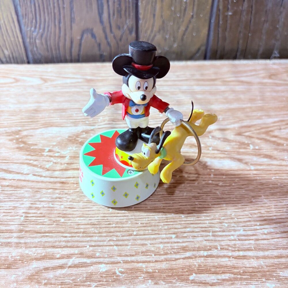 Vintage Disney Schmid Mickey Mouse & Pluto Mickey's Circus Spinning Music Box